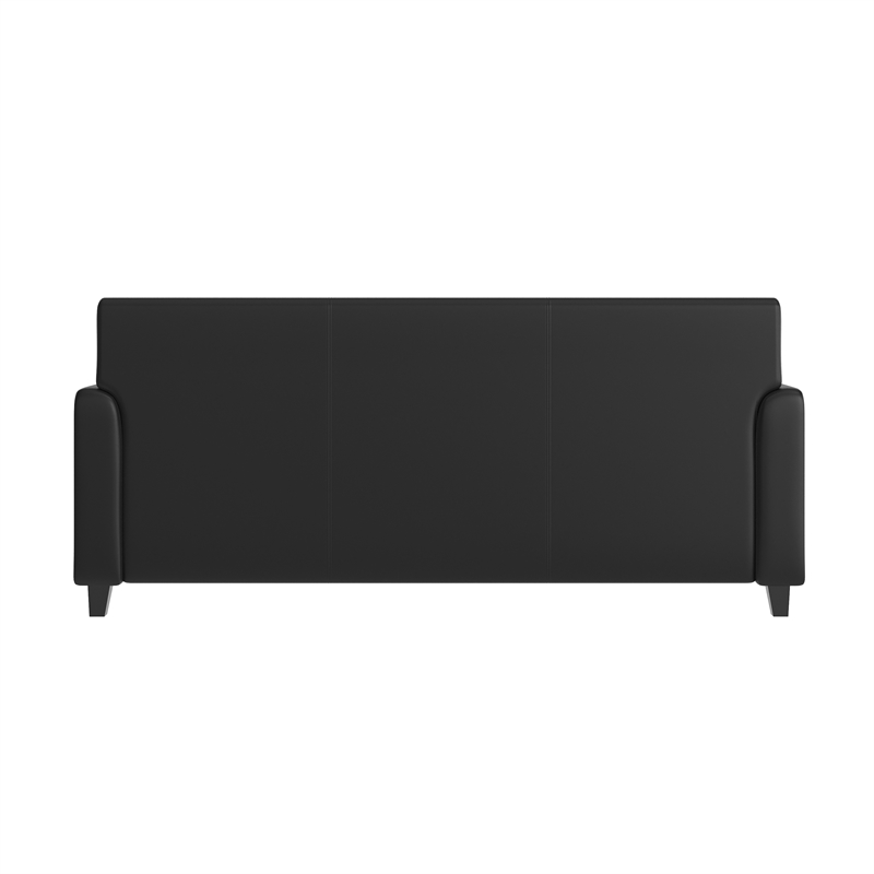 Black LeatherSoft Sofa with Clean Line Stitched Frame - Reception Seating