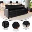 Black LeatherSoft Sofa with Clean Line Stitched Frame - Reception Seating