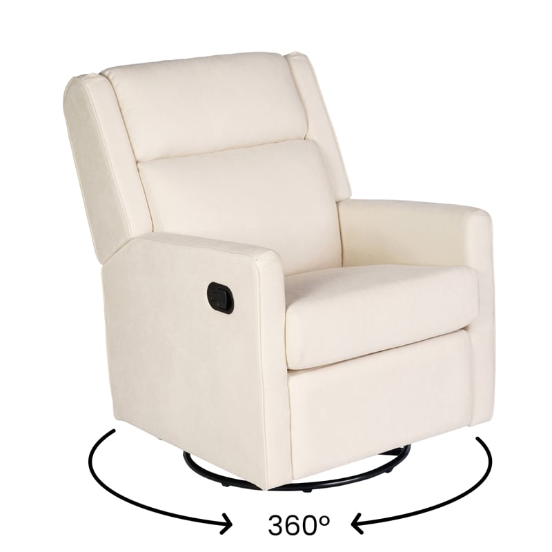 Manual Rocking Recliner Chair with 360 Swivel and Gliding Motion in Cream