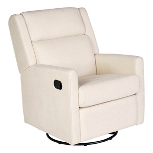 Manual Rocking Recliner Chair with 360 Swivel and Gliding Motion in Cream
