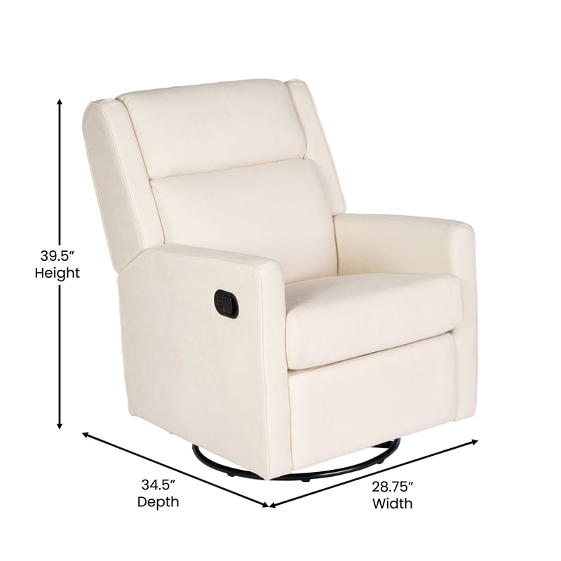 Manual Rocking Recliner Chair with 360 Swivel and Gliding Motion in Cream
