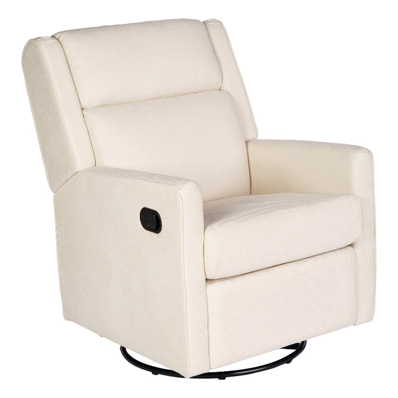 Manual Rocking Recliner Chair with 360 Swivel and Gliding Motion in Cream