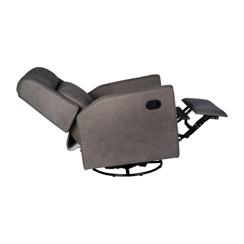 Manual Rocking Recliner Chair with 360 Swivel and Gliding Motion in Dark Gray