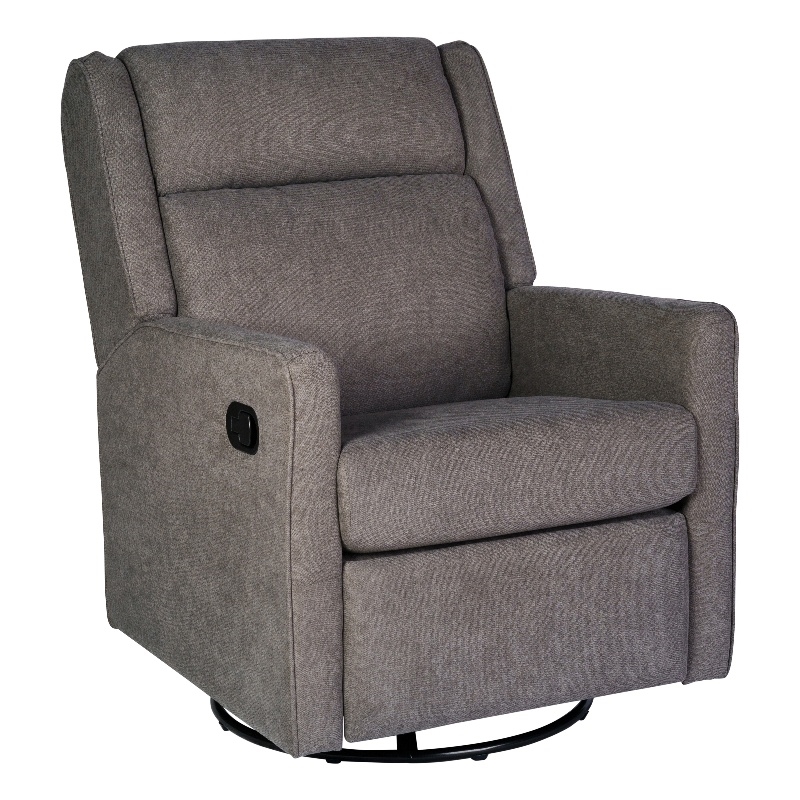 Manual Rocking Recliner Chair with 360 Swivel and Gliding Motion in Dark Gray