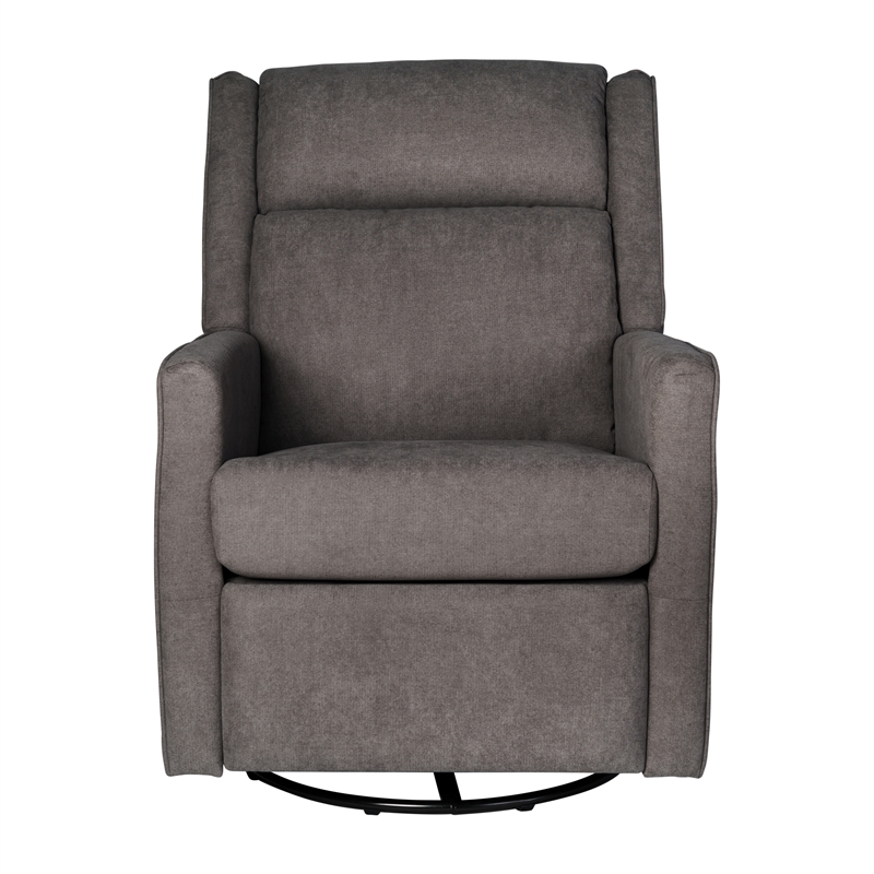 Manual Rocking Recliner Chair with 360 Swivel and Gliding Motion in Dark Gray