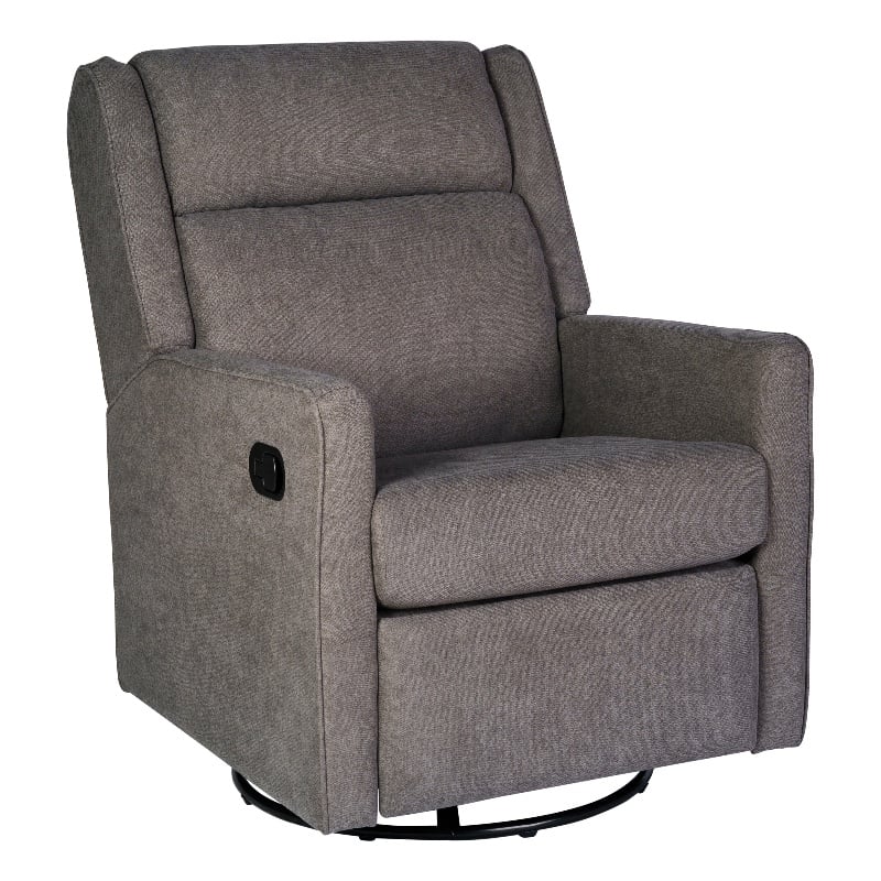 Manual Rocking Recliner Chair with 360 Swivel and Gliding Motion in Dark Gray
