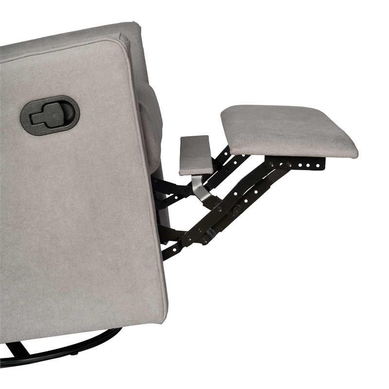 Manual Rocking Recliner Chair with 360 Swivel and Gliding Motion in Light Gray