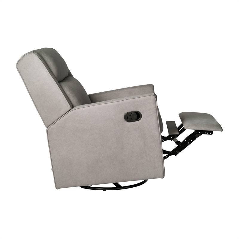 Manual Rocking Recliner Chair with 360 Swivel and Gliding Motion in Light Gray