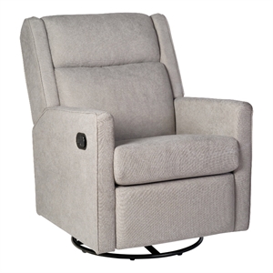Manual Rocking Recliner Chair with 360 Swivel and Gliding Motion in Light Gray