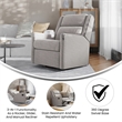 Manual Rocking Recliner Chair with 360 Swivel and Gliding Motion in Light Gray