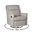 Manual Rocking Recliner Chair with 360 Swivel and Gliding Motion in Light Gray