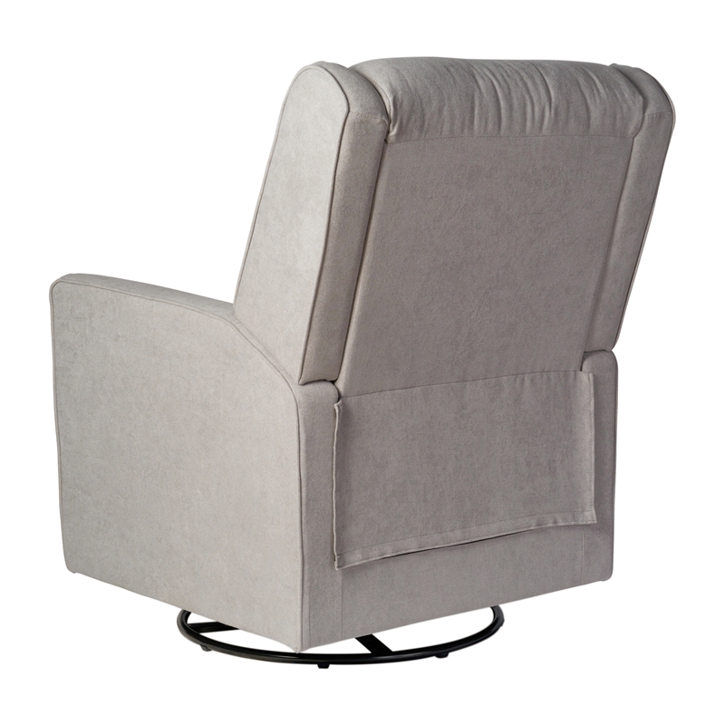 Manual Rocking Recliner Chair with 360 Swivel and Gliding Motion in Light Gray