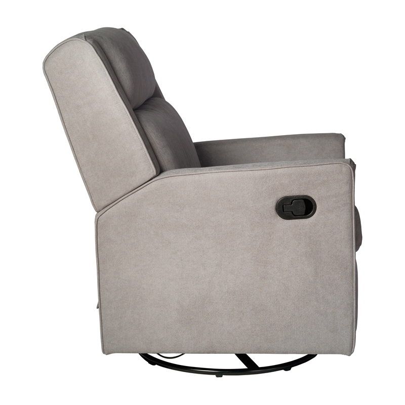 Manual Rocking Recliner Chair with 360 Swivel and Gliding Motion in Light Gray