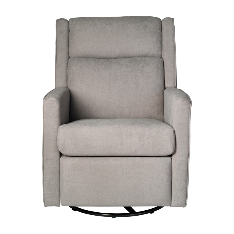 Manual Rocking Recliner Chair with 360 Swivel and Gliding Motion in Light Gray