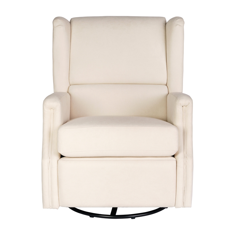 Wingback Manual Rocking Glider Recliner Chair with 360 Swivel in Cream
