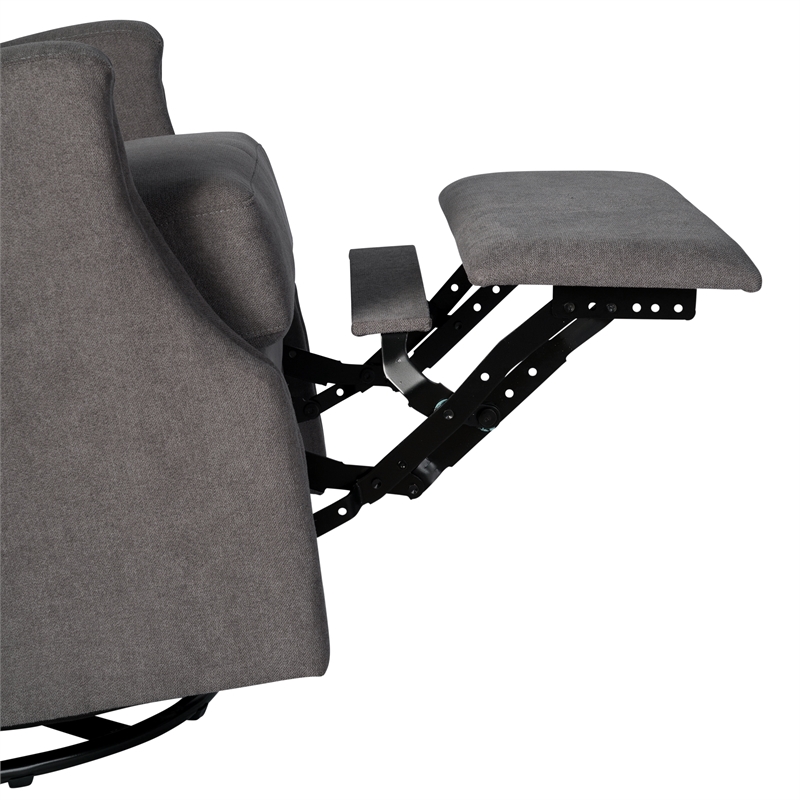 Wingback Manual Rocking Glider Recliner Chair with 360 Swivel in Dark Gray