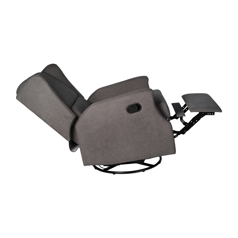 Wingback Manual Rocking Glider Recliner Chair with 360 Swivel in Dark Gray