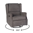 Wingback Manual Rocking Glider Recliner Chair with 360 Swivel in Dark Gray
