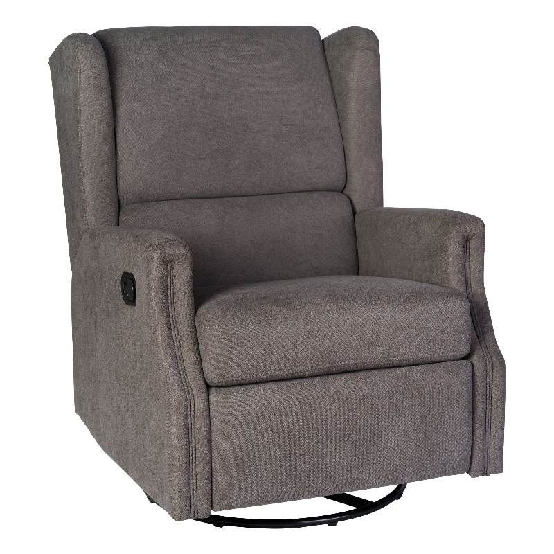 Wingback Manual Rocking Glider Recliner Chair with 360 Swivel in Dark Gray