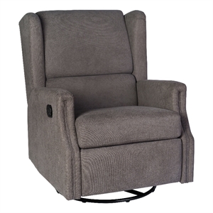 Wingback Manual Rocking Glider Recliner Chair with 360 Swivel in Dark Gray