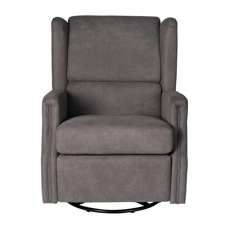 Wingback Manual Rocking Glider Recliner Chair with 360 Swivel in Dark Gray