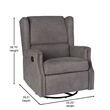 Wingback Manual Rocking Glider Recliner Chair with 360 Swivel in Dark Gray