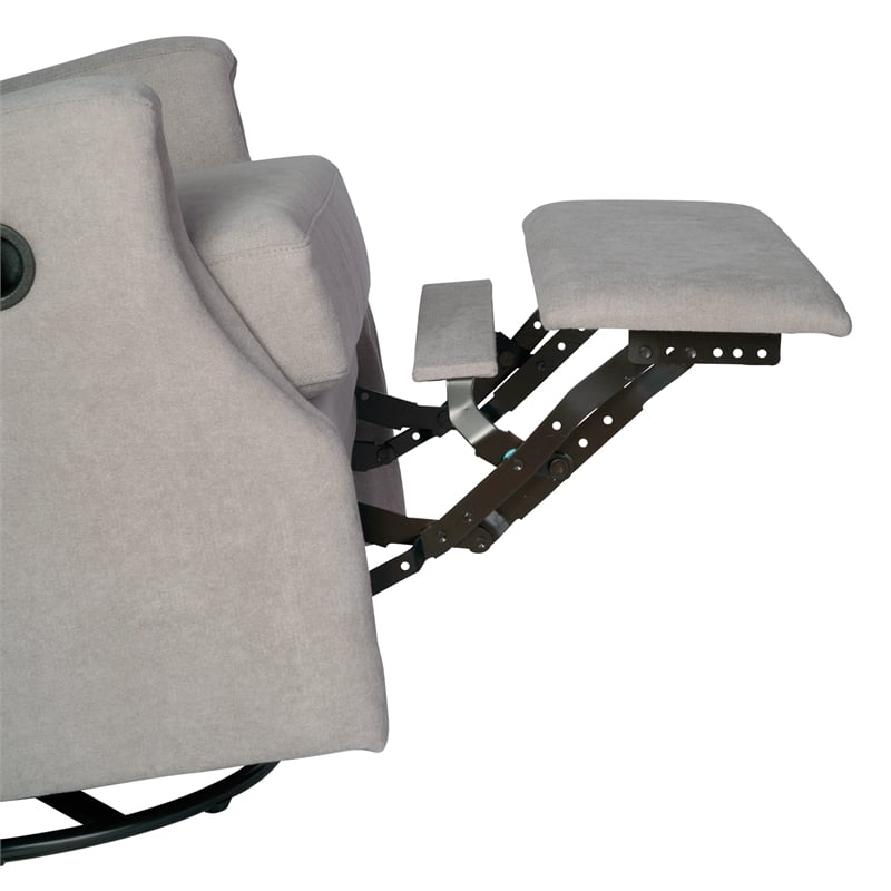 Wingback Manual Rocking Glider Recliner Chair with 360 Swivel in Light Gray