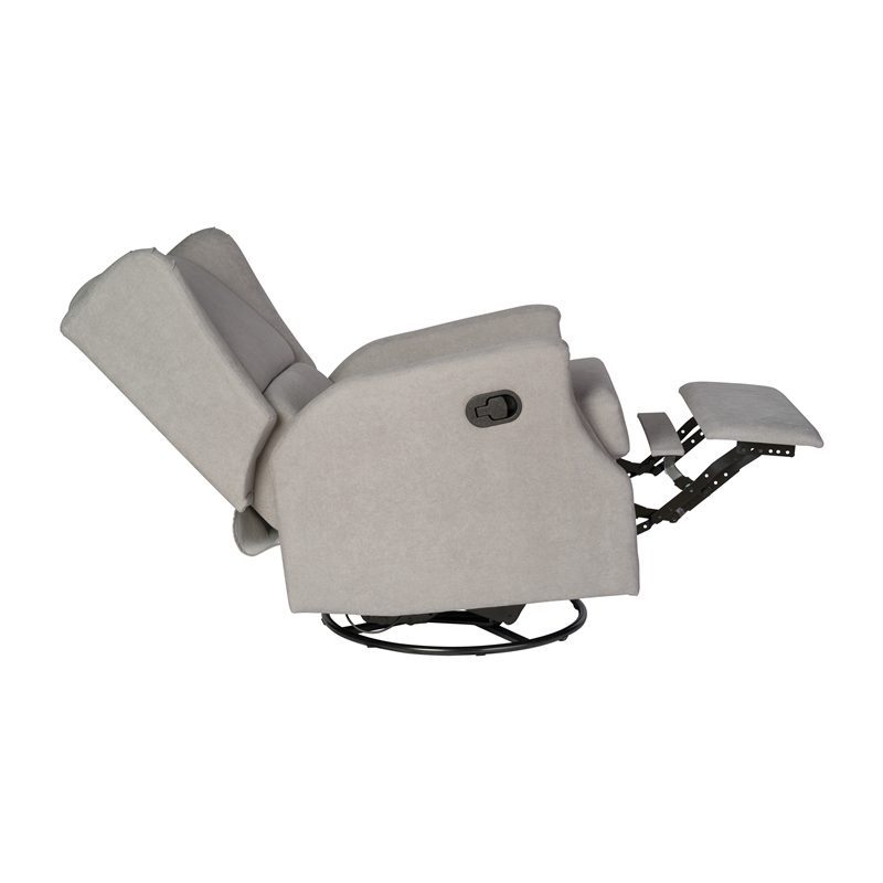 Wingback Manual Rocking Glider Recliner Chair with 360 Swivel in Light Gray