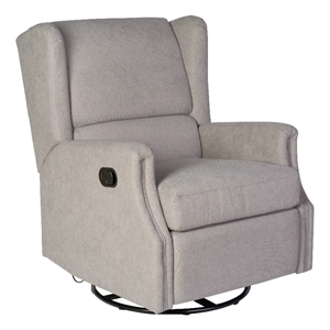 Wingback Manual Rocking Glider Recliner Chair with 360 Swivel in Light Gray