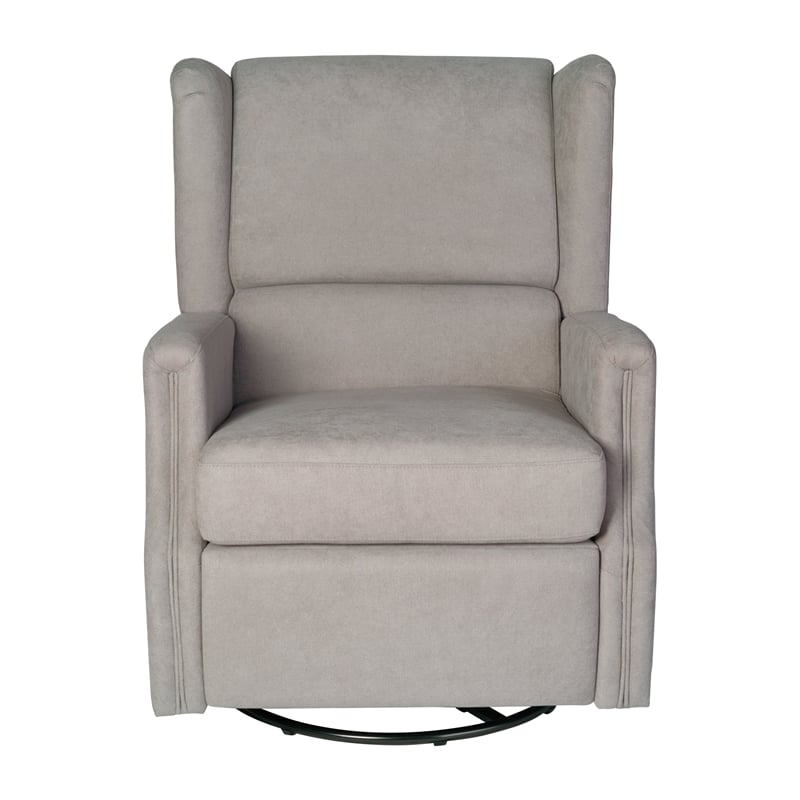 Wingback Manual Rocking Glider Recliner Chair with 360 Swivel in Light Gray
