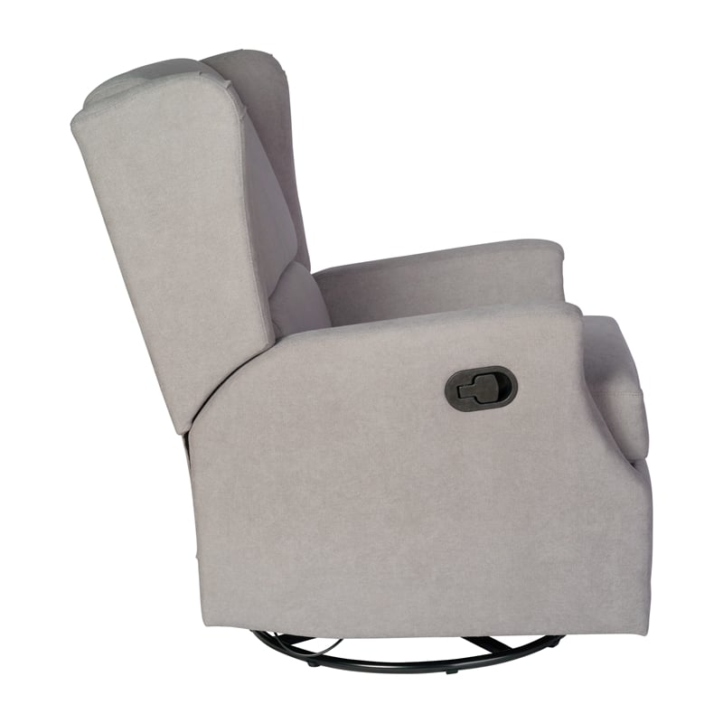 Wingback Manual Rocking Glider Recliner Chair with 360 Swivel in Light Gray