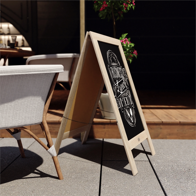 Indoor/Outdoor 40x20 Freestanding Weathered Wood A-Frame Magnetic Chalkboard