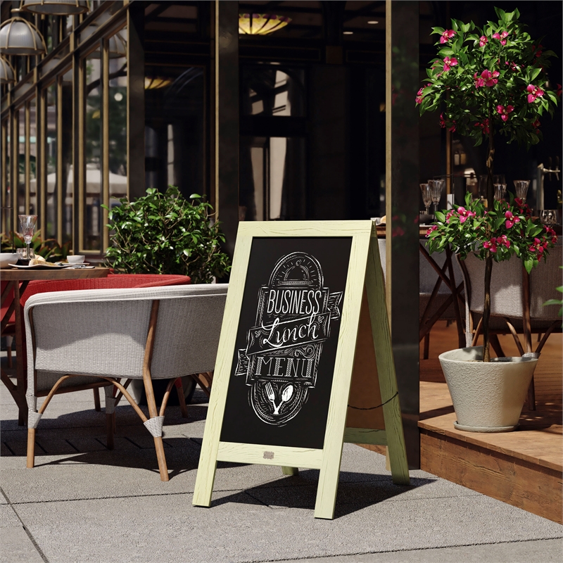 Indoor/Outdoor 40x20 Freestanding Green Wood A-Frame Magnetic Chalkboard