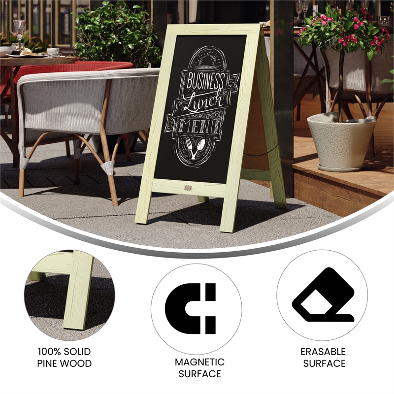 Indoor/Outdoor 40x20 Freestanding Green Wood A-Frame Magnetic Chalkboard