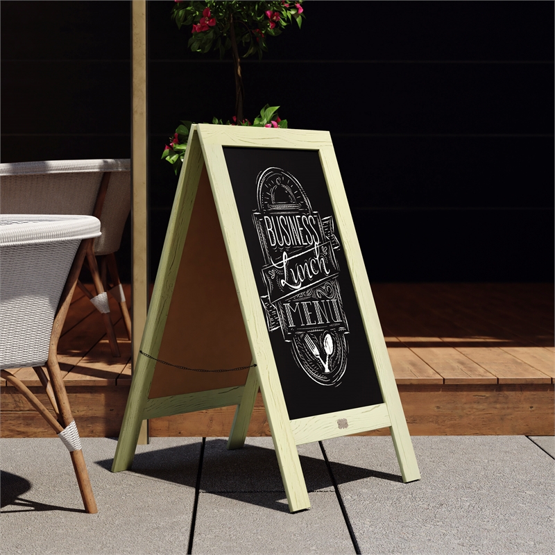 Indoor/Outdoor 40x20 Freestanding Green Wood A-Frame Magnetic Chalkboard