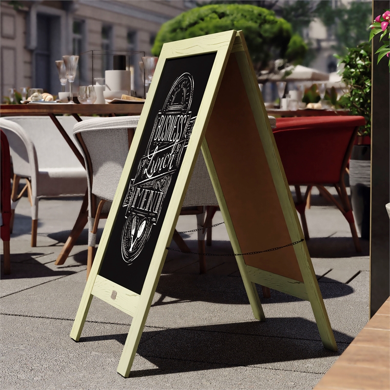 Indoor/Outdoor 40x20 Freestanding Green Wood A-Frame Magnetic Chalkboard