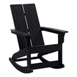 Modern 2-Slat Adirondack Poly Resin Rocking Chair for Indoor/Outdoor Use - Black