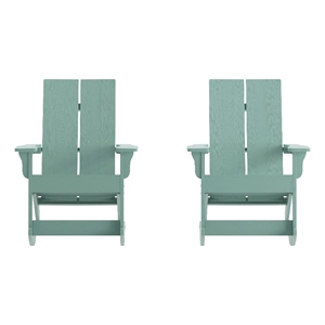 Indoor/Outdoor modern 2-Slat Adirondack Poly Resin Rockers in Sea Foam-Set of 2