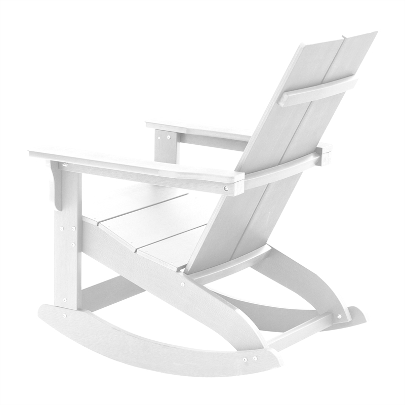 Indoor/Outdoor modern 2-Slat Adirondack Poly Resin Rockers in White - Set of 2