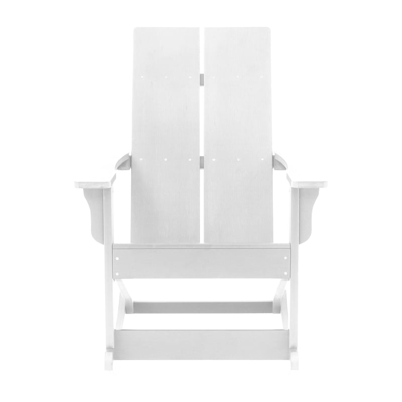 Indoor/Outdoor modern 2-Slat Adirondack Poly Resin Rockers in White - Set of 2