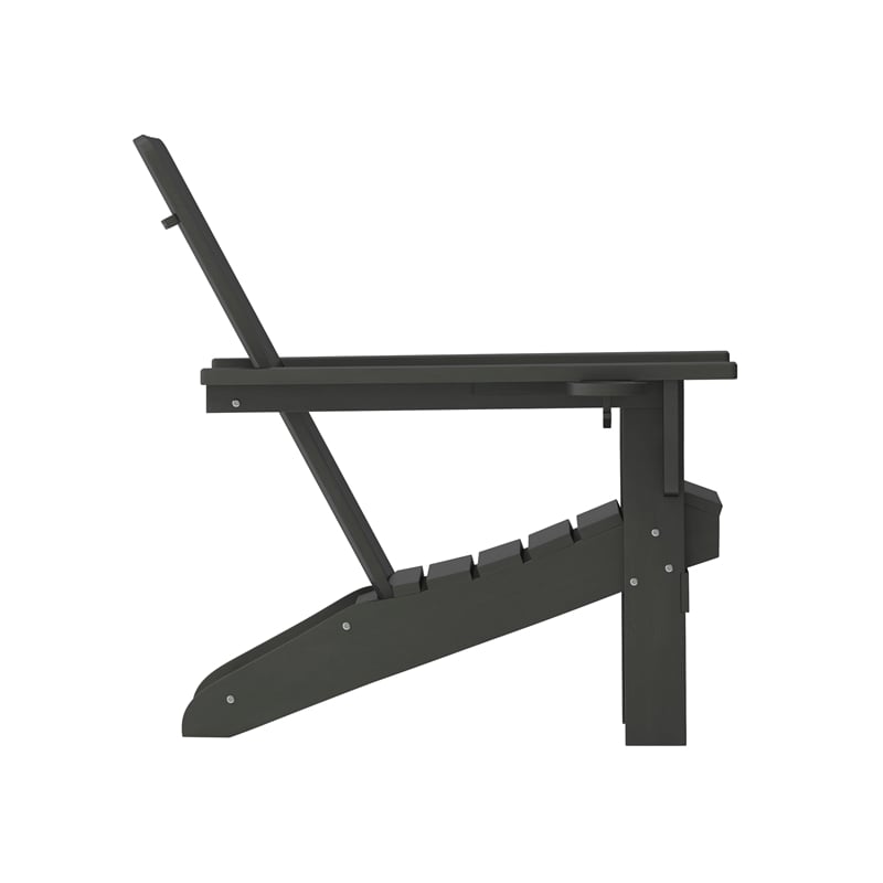 Commercial Grade All-Weather Adirondack Chair with Swiveling Cupholder - Black