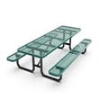 Commercial 8' Rectangular Expanded Mesh Metal Picnic Table with Anchors - Green
