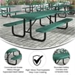 Commercial 8' Rectangular Expanded Mesh Metal Picnic Table with Anchors - Green