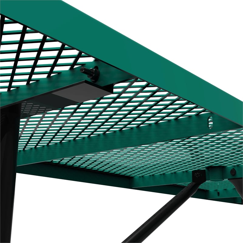 Commercial 8' Rectangular Expanded Mesh Metal Picnic Table with Anchors - Green
