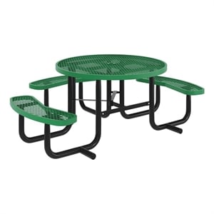 Commercial 46&quot Round Wheelchair Accessible Metal Outdoor Picnic Table - Green
