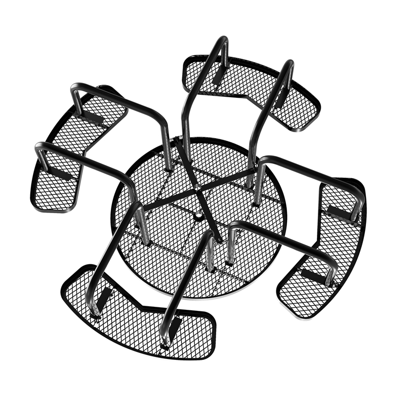 Commercial Grade 46 Inch Round Expanded Mesh Metal Outdoor Picnic Table - Black