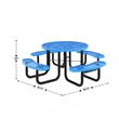 Commercial Grade 46 Inch Round Expanded Mesh Metal Outdoor Picnic Table - Blue