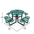 Commercial Grade 46 Inch Round Expanded Mesh Metal Outdoor Picnic Table - Green