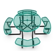 Commercial Grade 46 Inch Round Expanded Mesh Metal Outdoor Picnic Table - Green