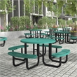 Commercial Grade 46 Inch Round Expanded Mesh Metal Outdoor Picnic Table - Green